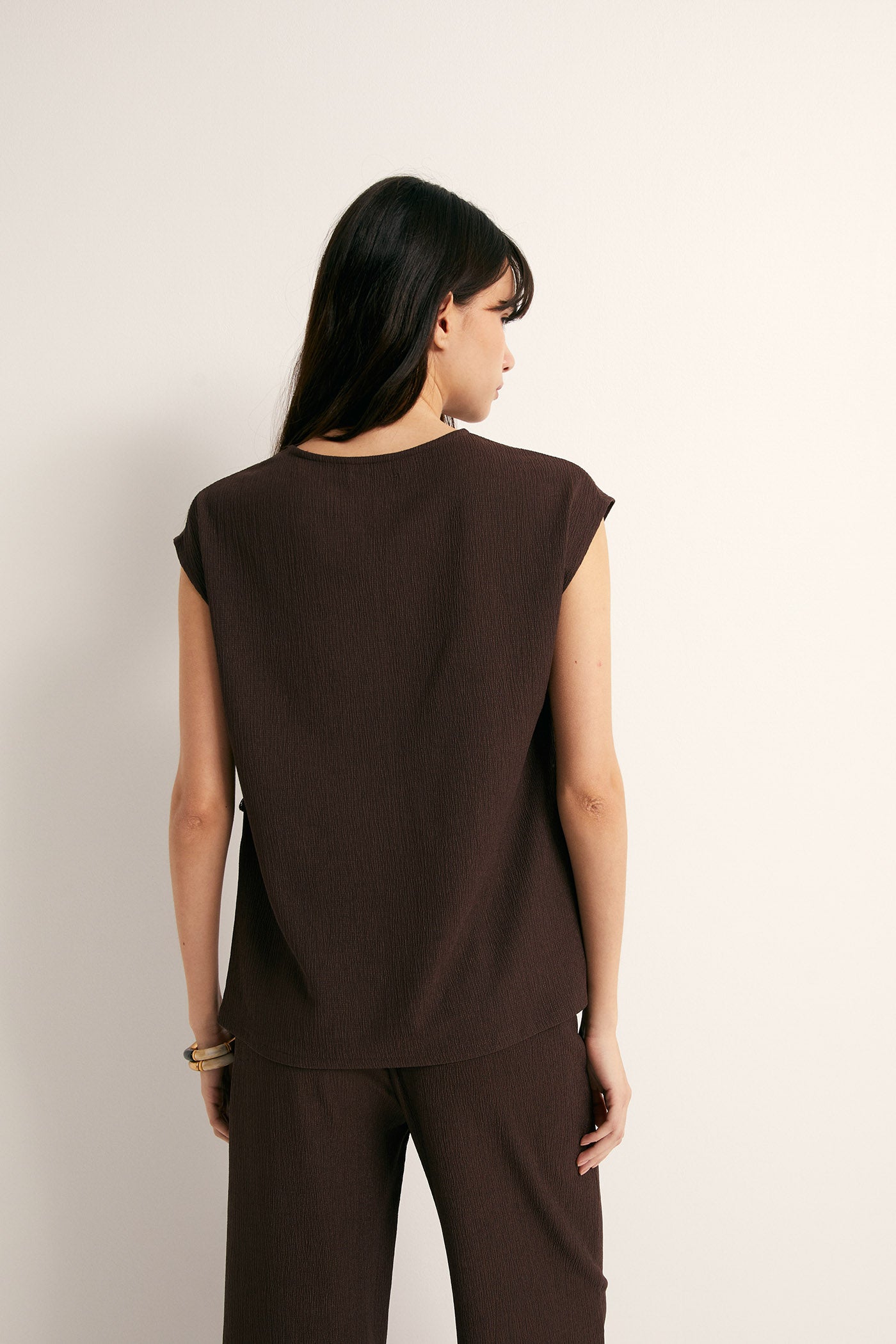 Fringe Textured Co-ord Set - Chocolate