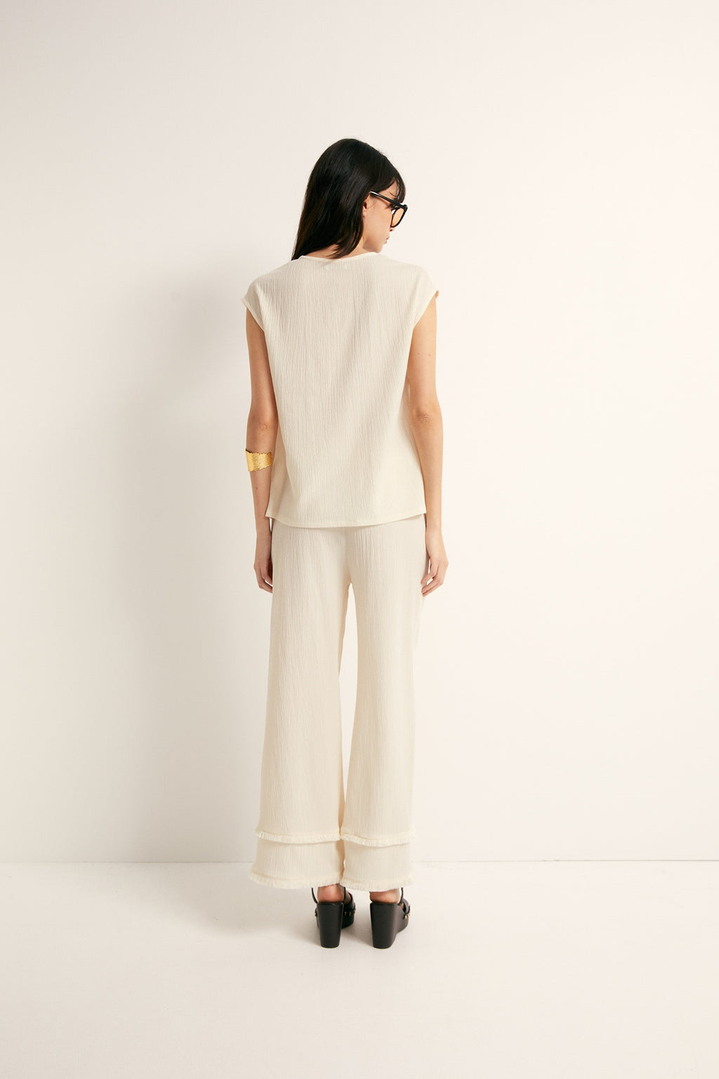 Fringe Textured Co-ord Set - Crude