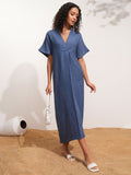 V-Neck Kaftan Midi Dress