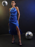 Shoulder Straps Gathered Ruched Sheath Midi Party Dress
