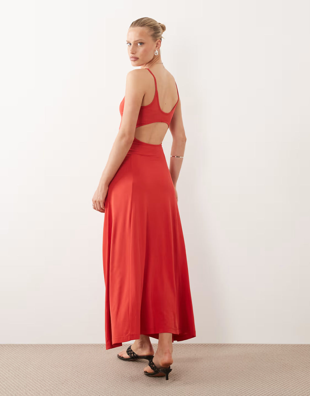Modal cut out back maxi dress in red