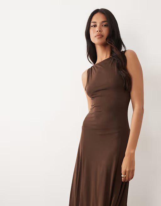 Modal drop waist Midi dress - Chocolate