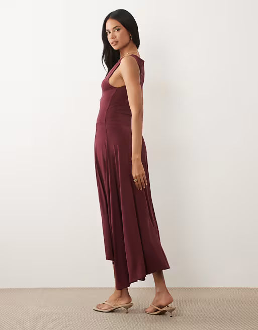 Modal drop waist Midi dress - Wine