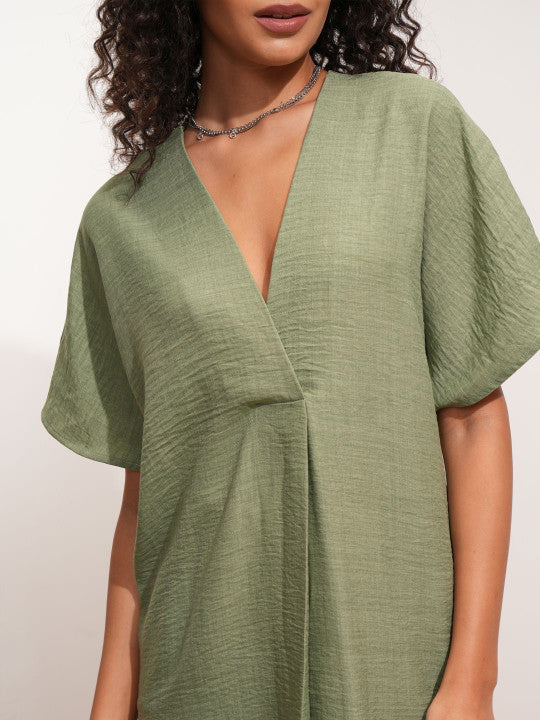 V-Neck Kaftan Midi Dress
