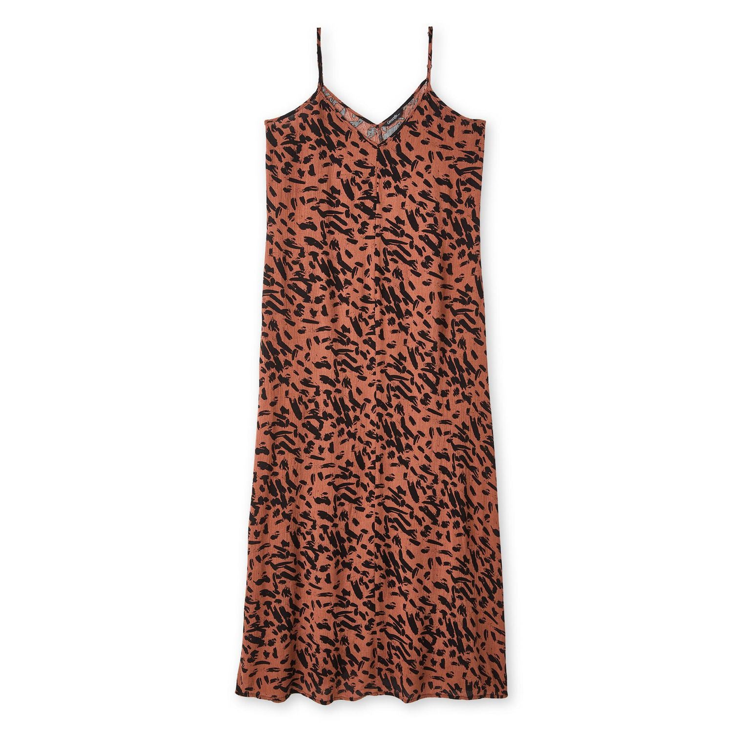 Women's Printed Crinkled Dress-Brown