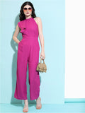 Pink One Shoulder Basic Jumpsuit