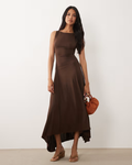 Modal drop waist Midi dress - Chocolate
