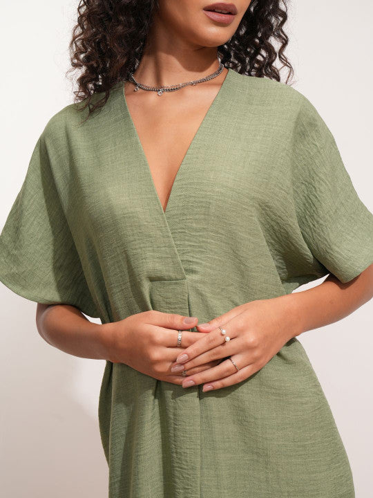 V-Neck Kaftan Midi Dress