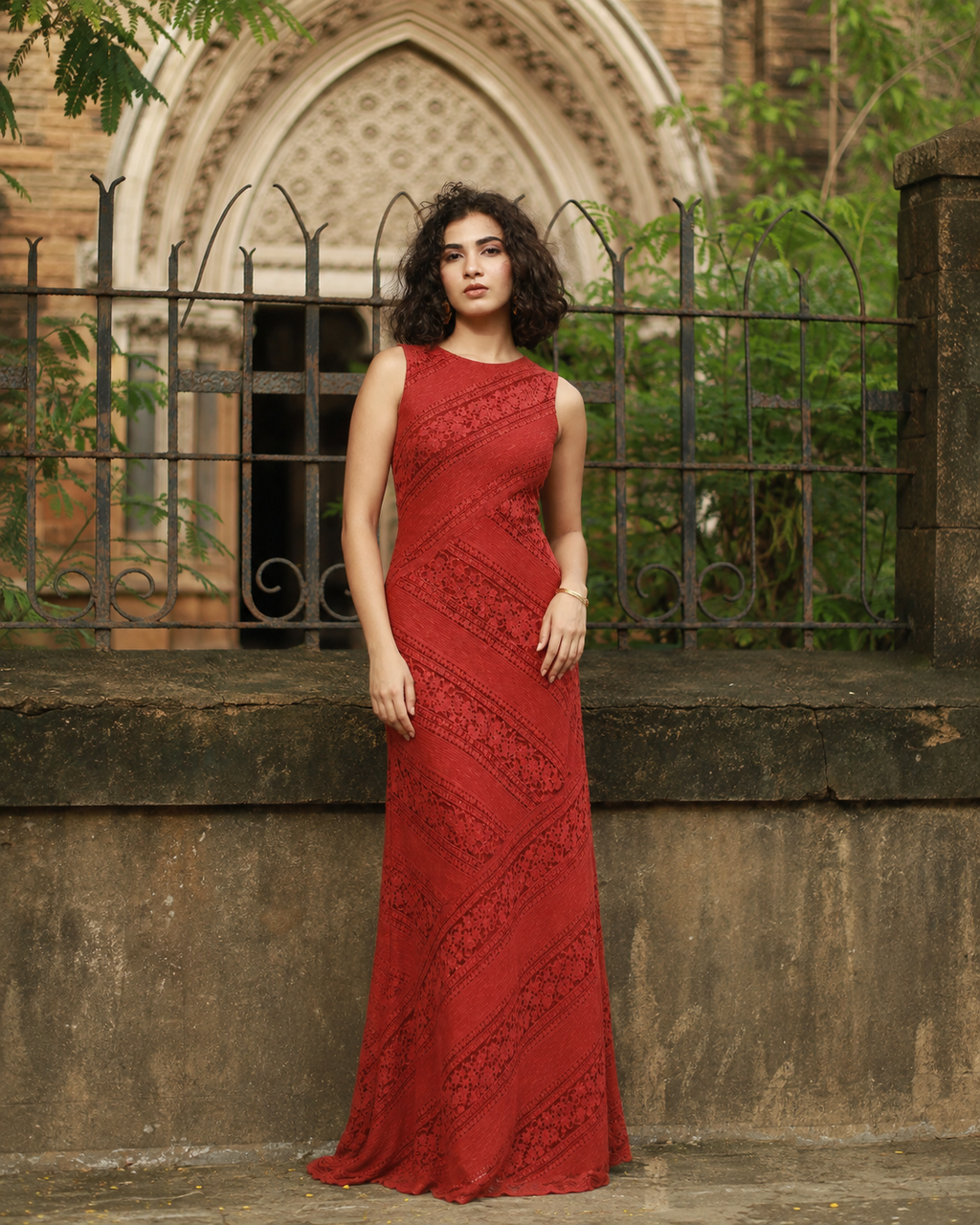 Red Lace Maxi Dress