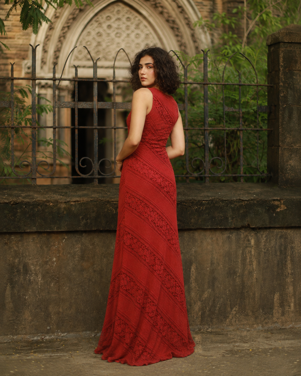 Red Lace Maxi Dress