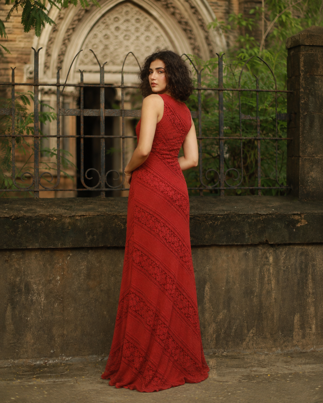 Red Lace Maxi Dress