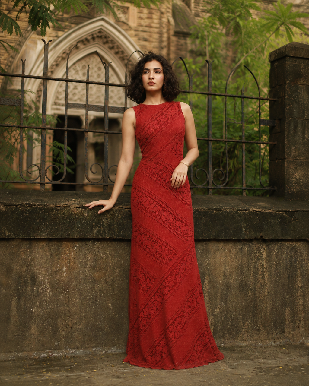 Red Lace Maxi Dress