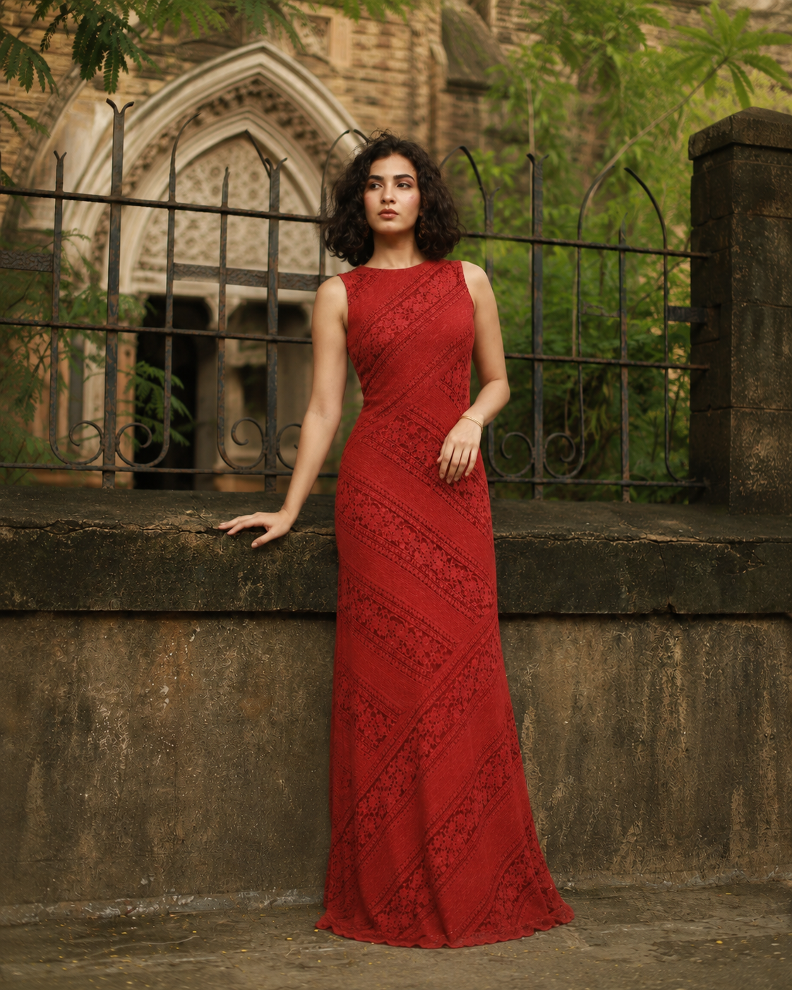 Red Lace Maxi Dress