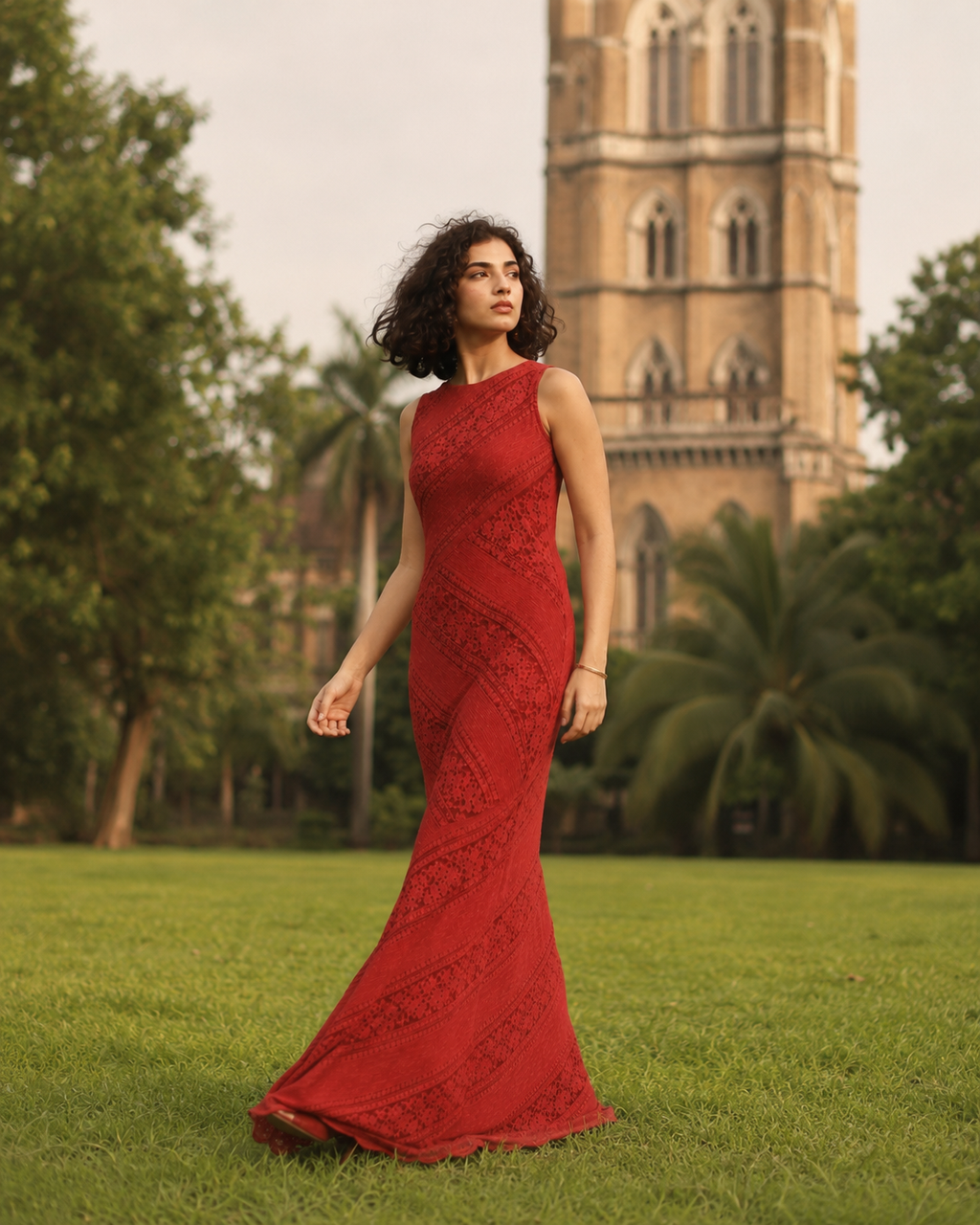 Red Lace Maxi Dress