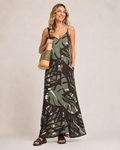 Women's Printed Crinkled Dress-Green