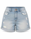 Light Blue Distressed Denim Shorts