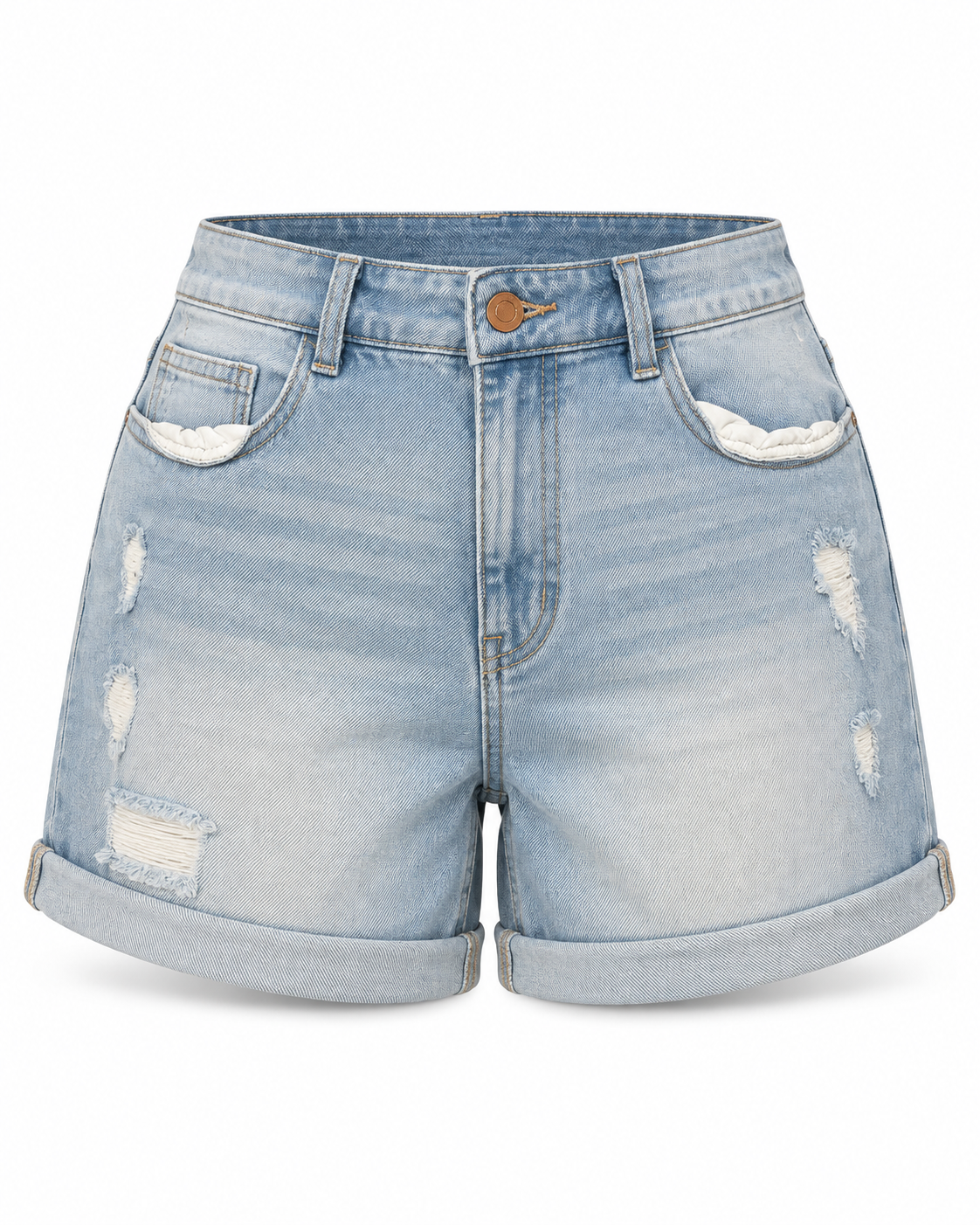 Light Blue Distressed Denim Shorts