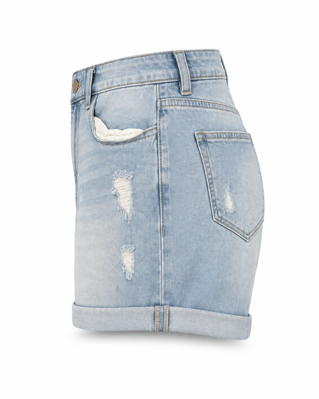 Light Blue Distressed Denim Shorts