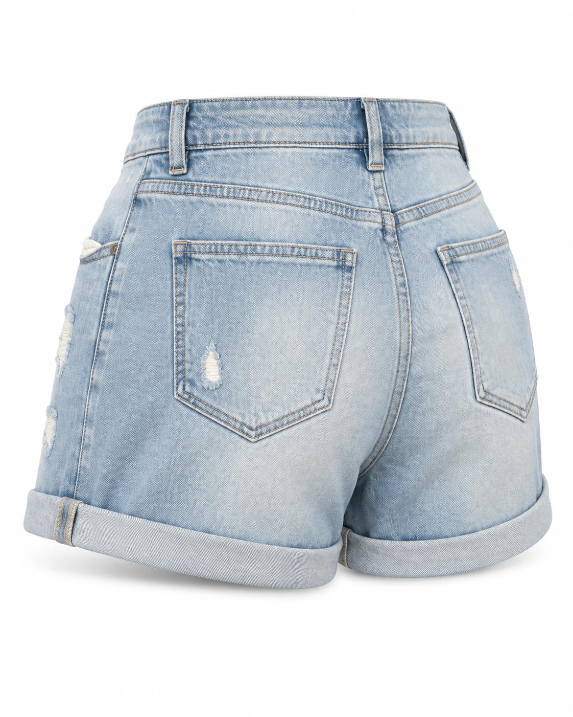 Light Blue Distressed Denim Shorts