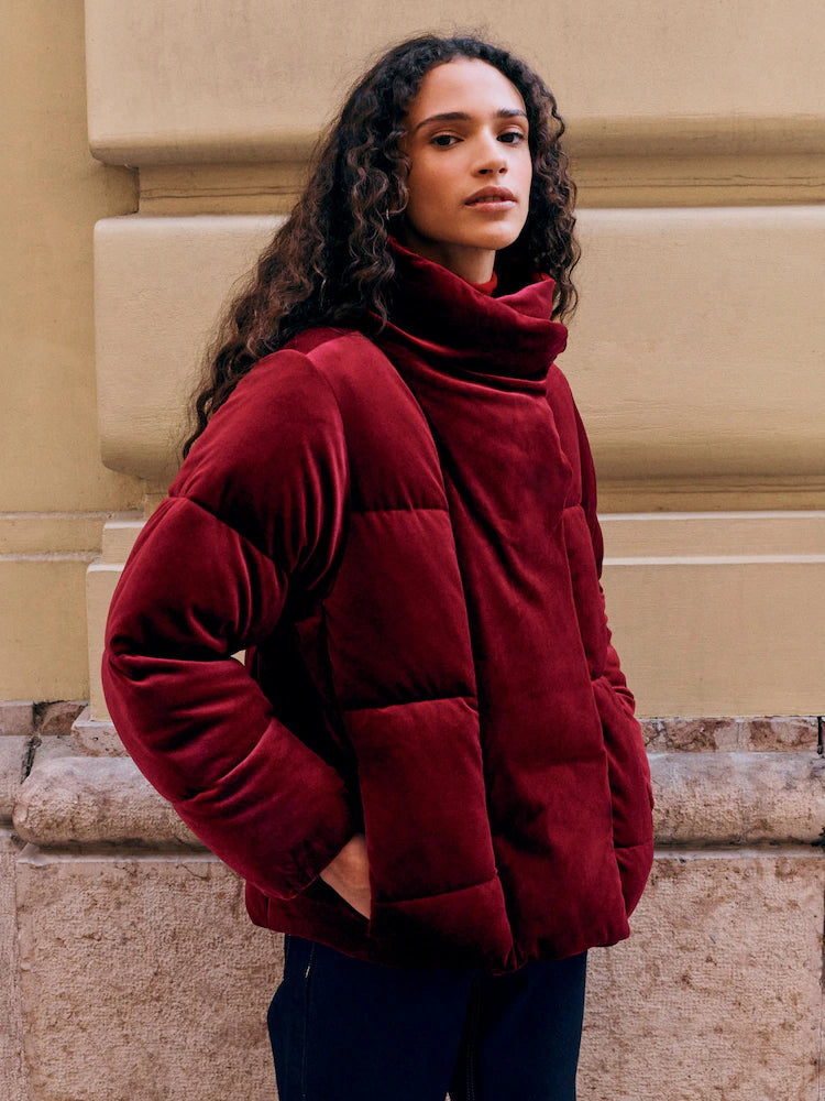 Exclusive Red Velvet Padded Jacket