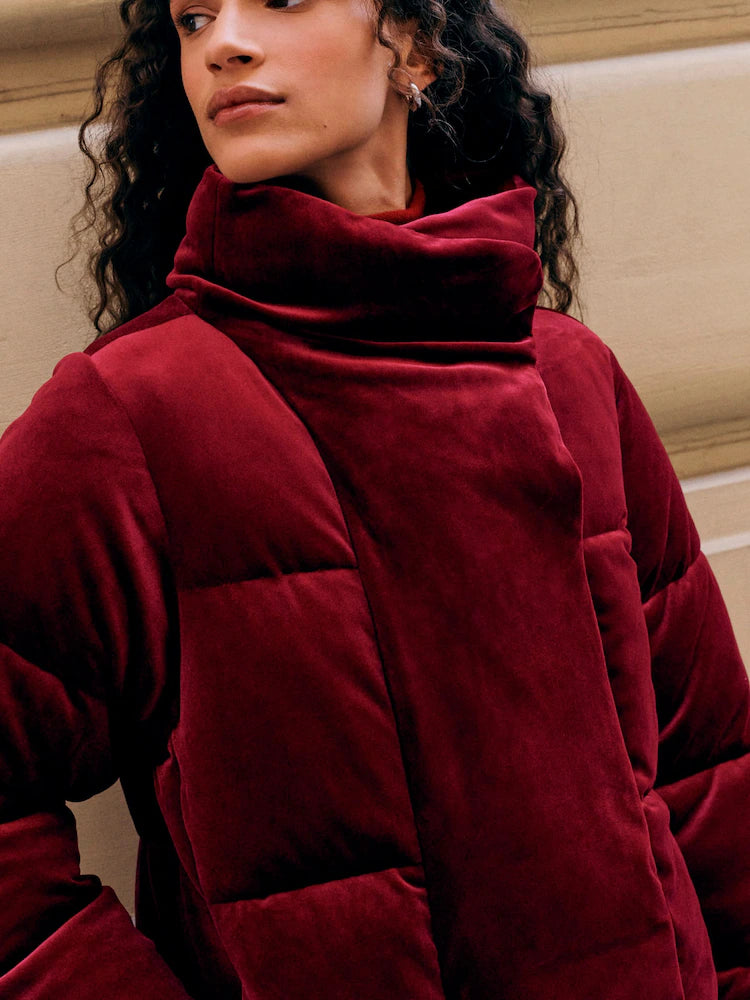 Exclusive Red Velvet Padded Jacket
