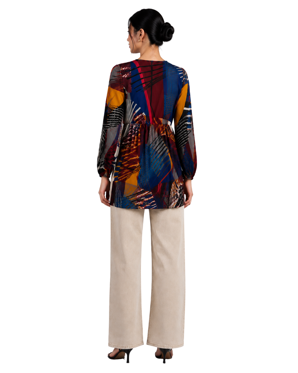 Abstract Print Peplum Top