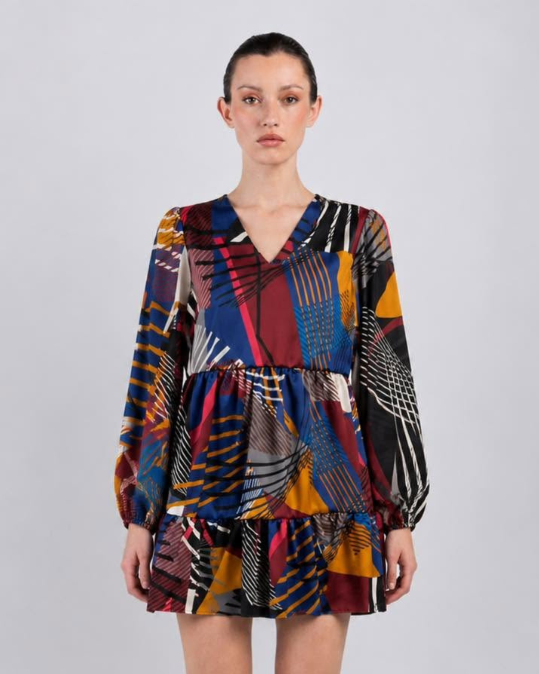 Abstract Print Peplum Top