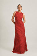 Red Lace Maxi Dress