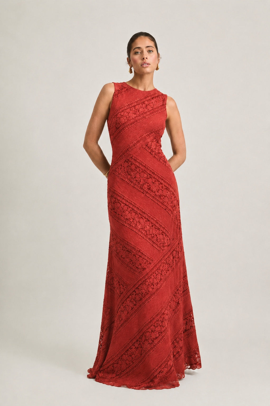 Red Lace Maxi Dress