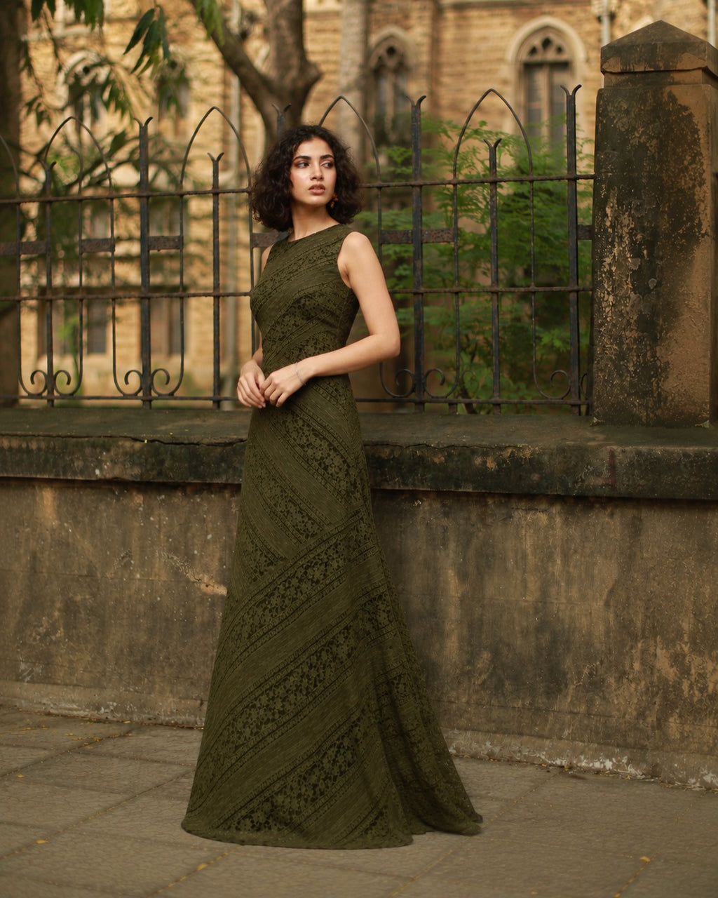 Olive Lace Maxi Dress