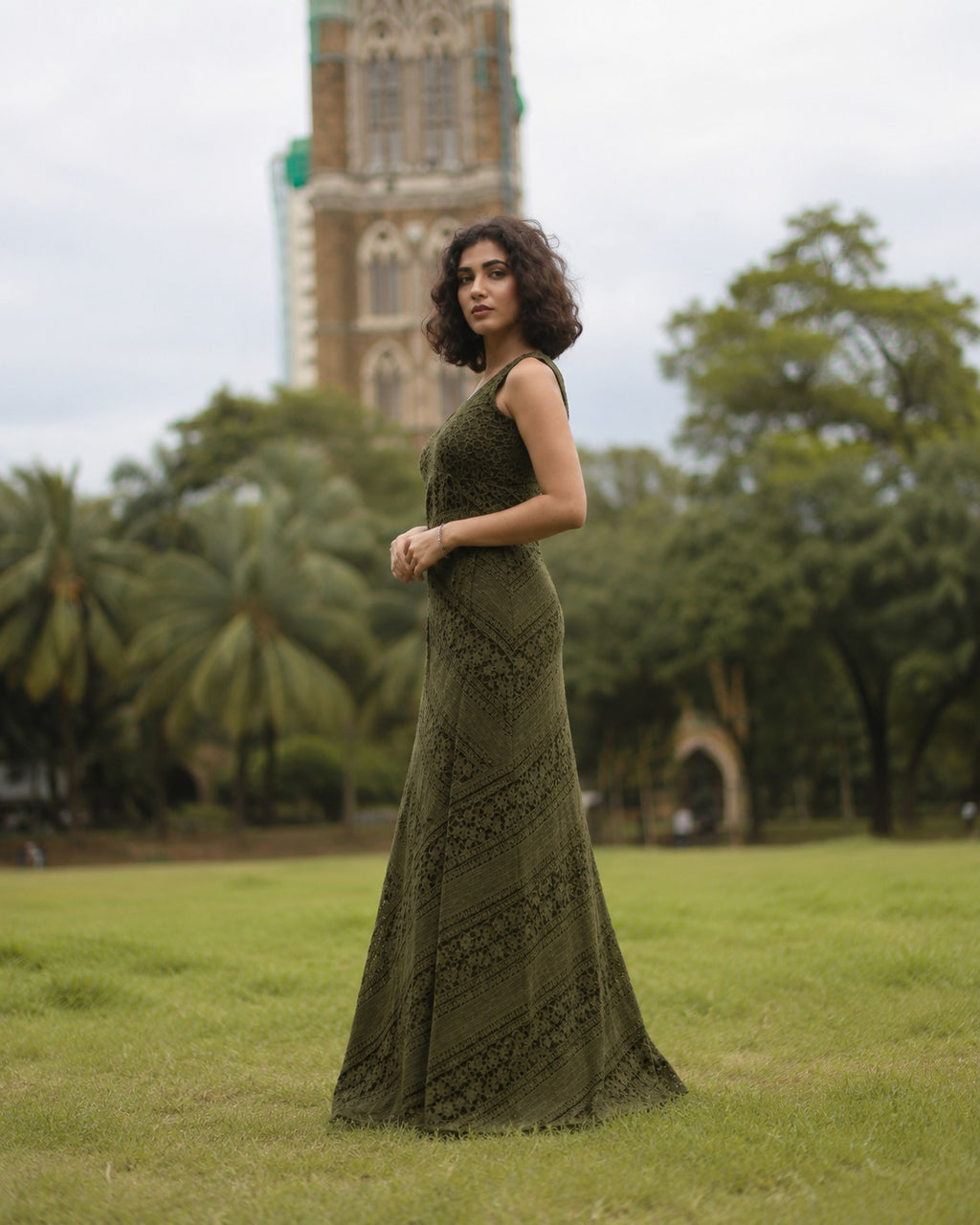 Olive Lace Maxi Dress