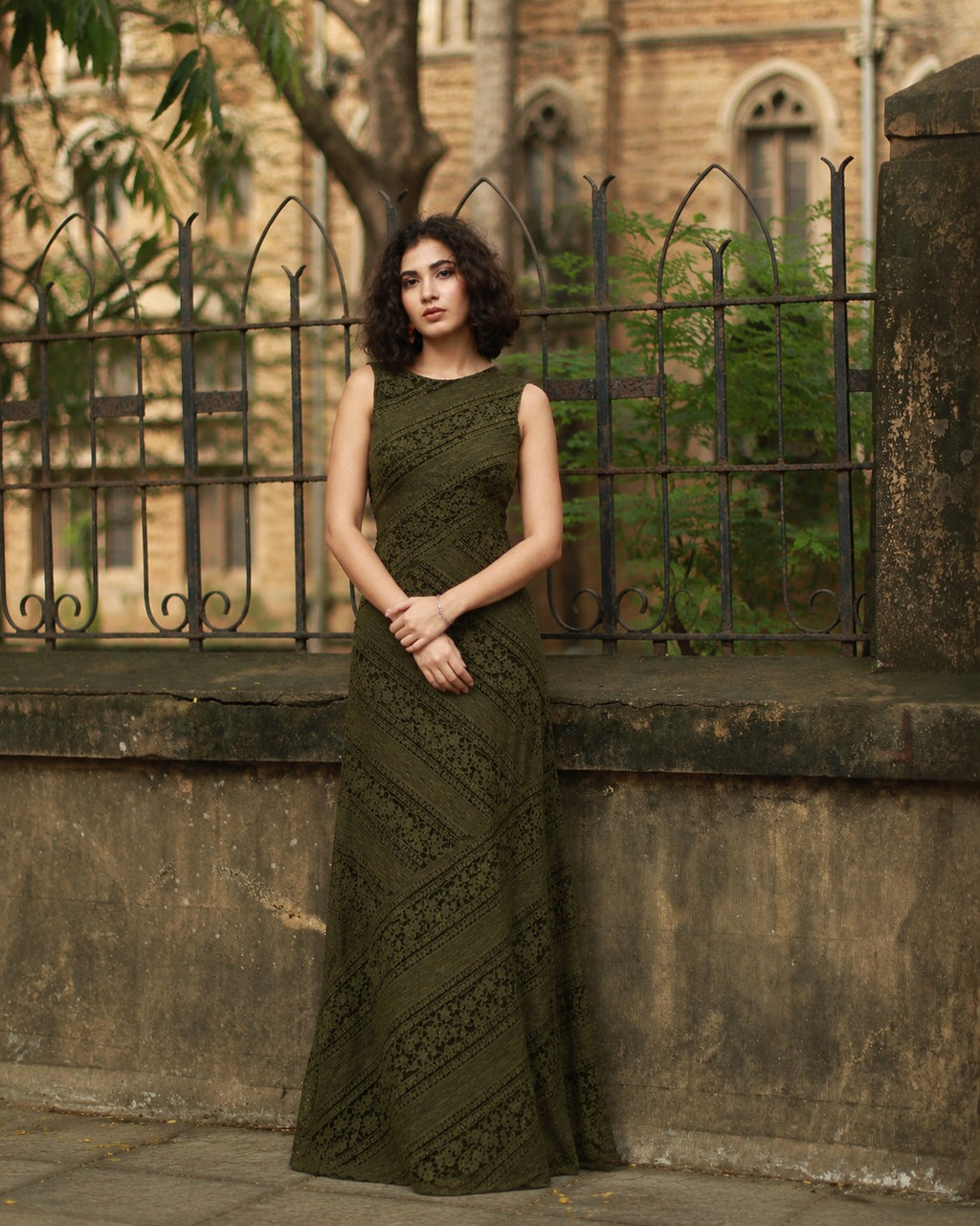 Olive Lace Maxi Dress