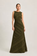 Olive Lace Maxi Dress