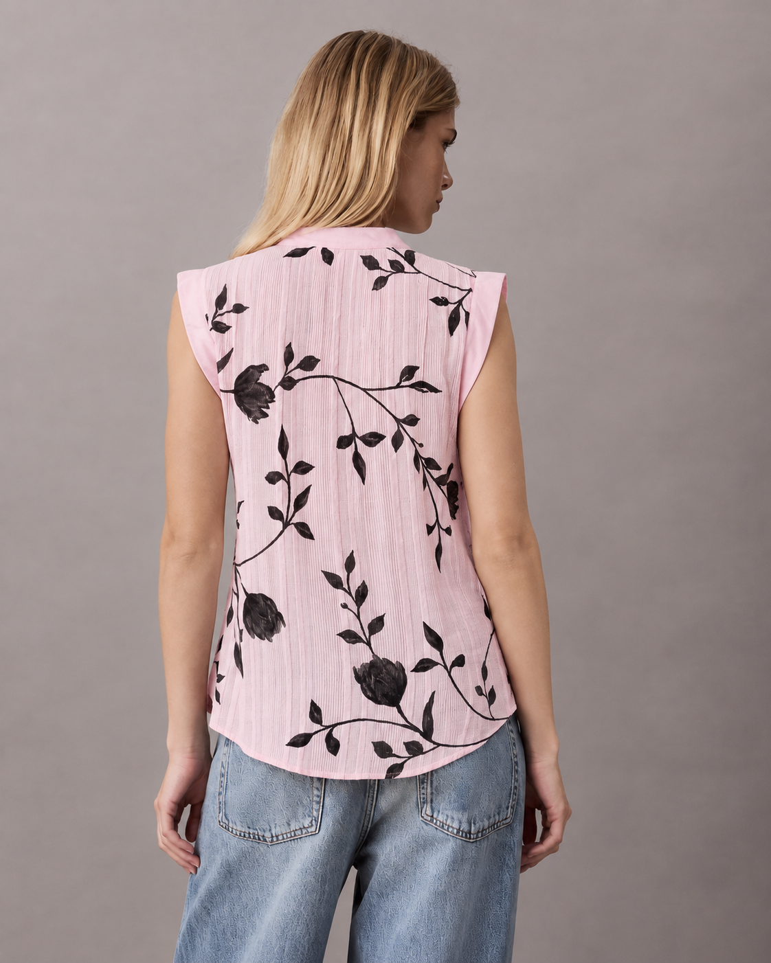 Blush Pink Floral Sleeveless Top