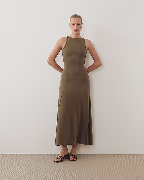 Modal cut out back maxi dress in Khaki