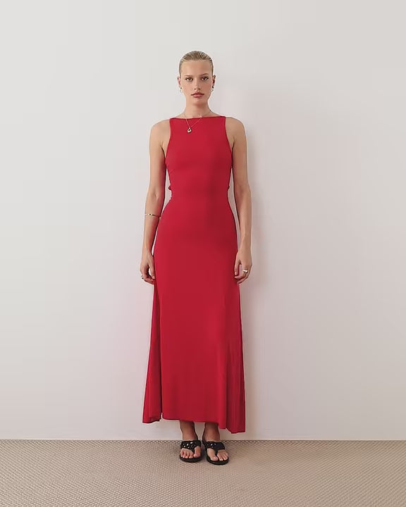 Modal cut out back maxi dress in red