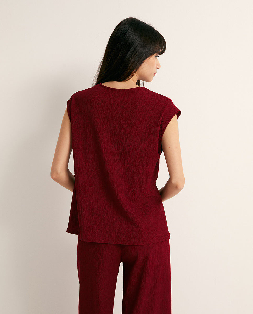 Fringe Textured Co-ord Set - Bordeaux