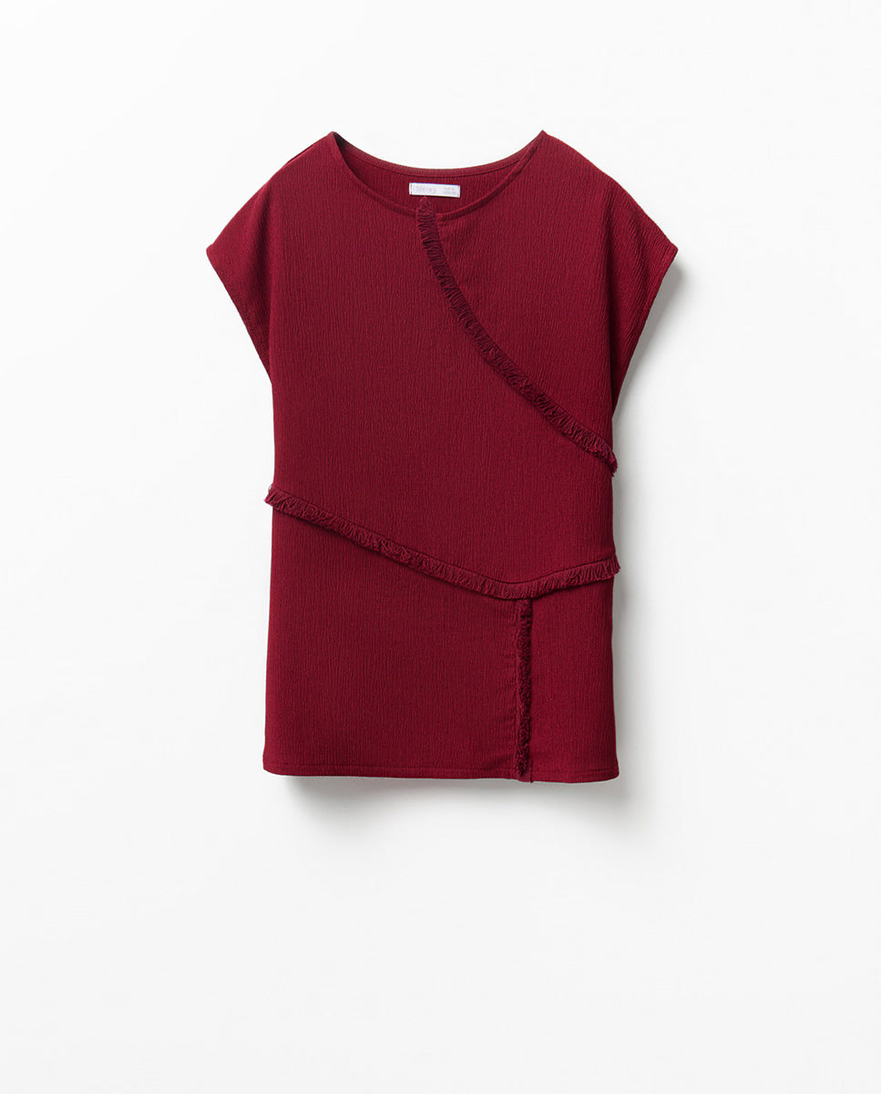 Fringe Textured Co-ord Set - Bordeaux