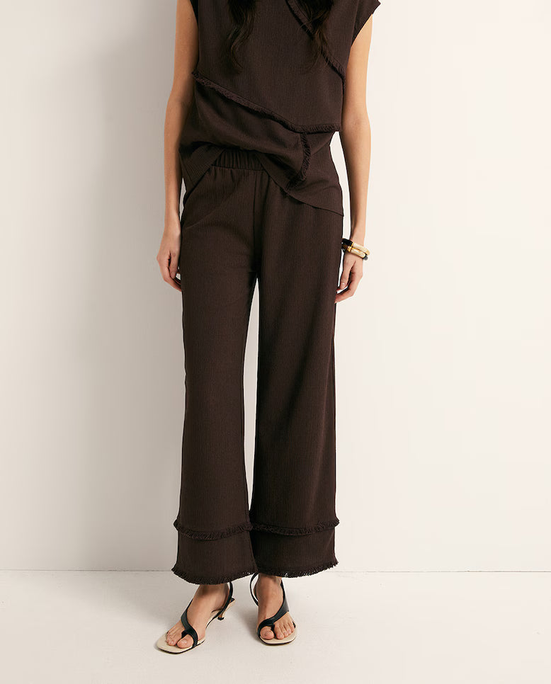 Fringe Textured Co-ord Set - Chocolate
