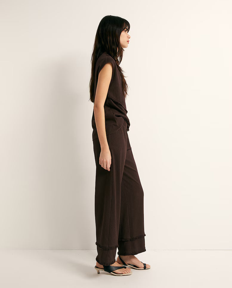 Fringe Textured Co-ord Set - Chocolate