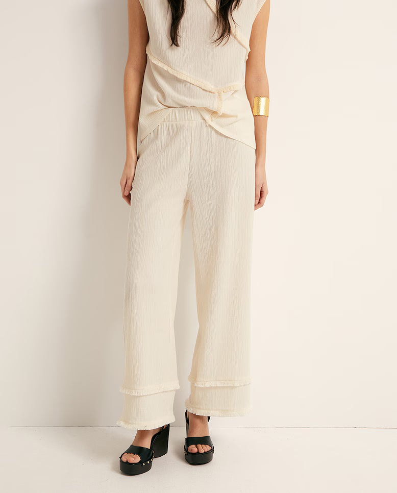 Fringe Textured Co-ord Set - Crude